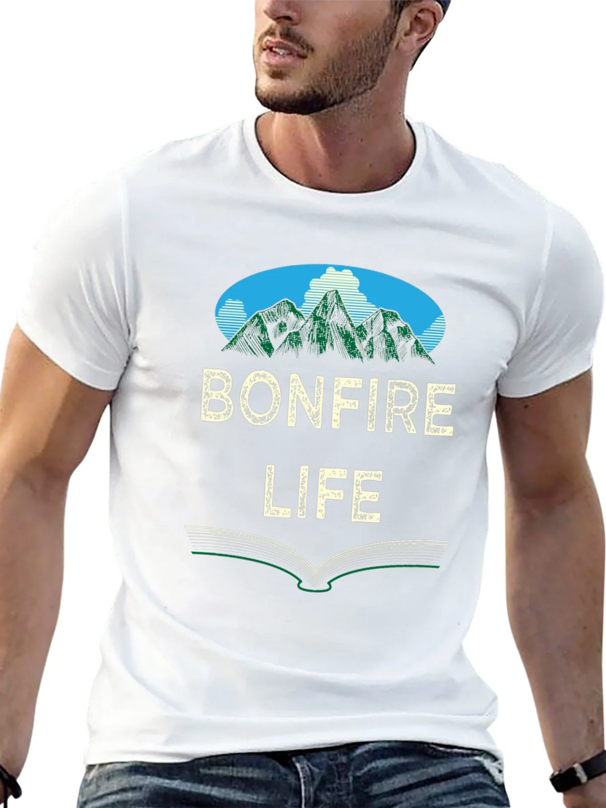 Bonfire Life Graphic T-Shirt - Mountain Scene Design product image 12