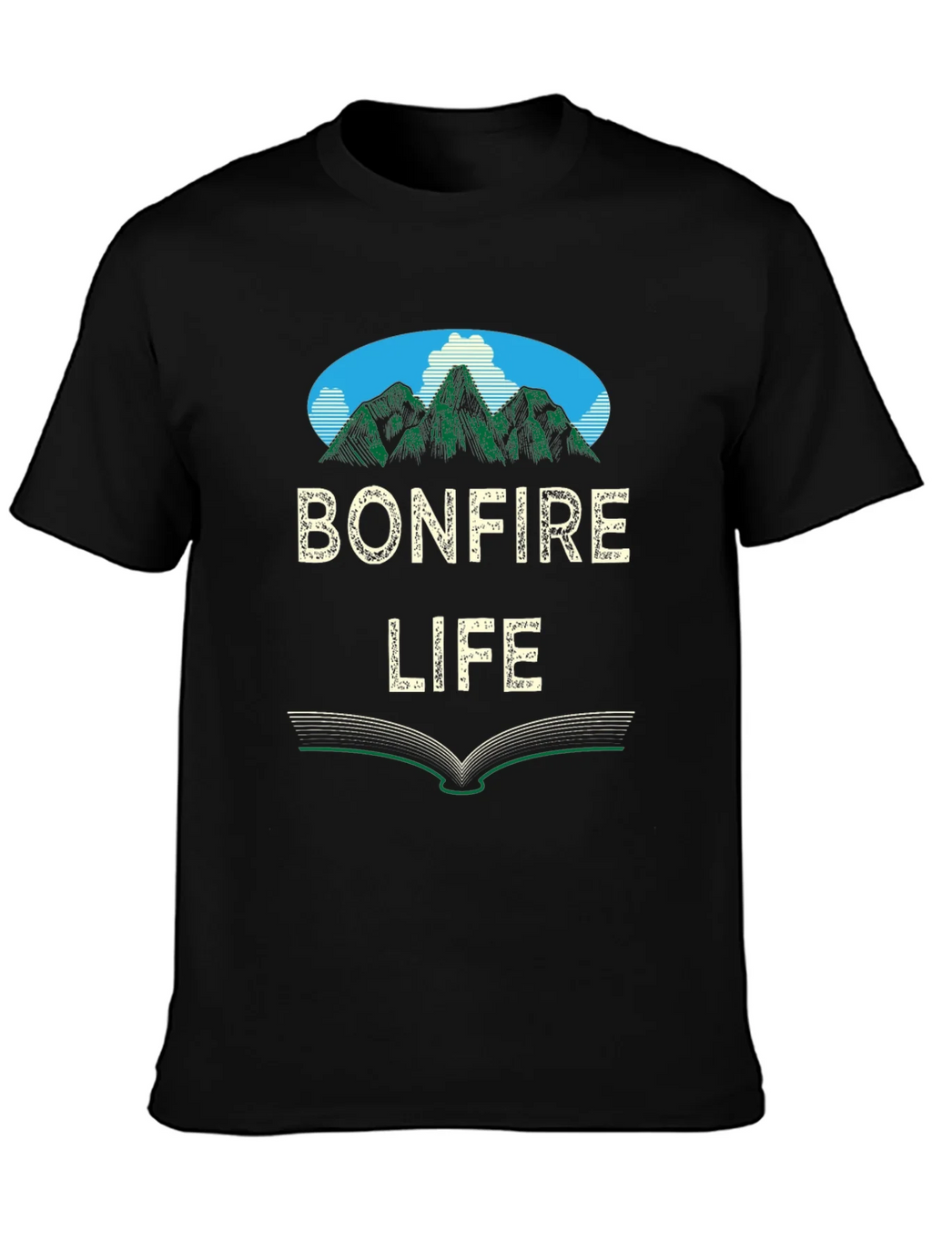 Bonfire Life Graphic T-Shirt - Mountain Scene Design product image 3