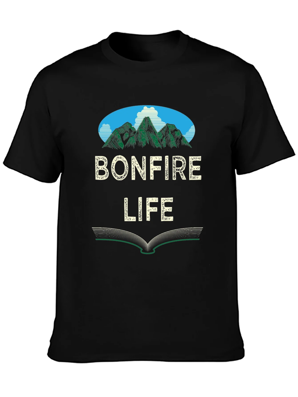 Bonfire Life Graphic T-Shirt - Mountain Scene Design product image 3