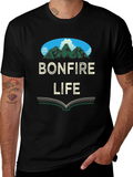 Bonfire Life Graphic T-Shirt - Mountain Scene Design product image 1