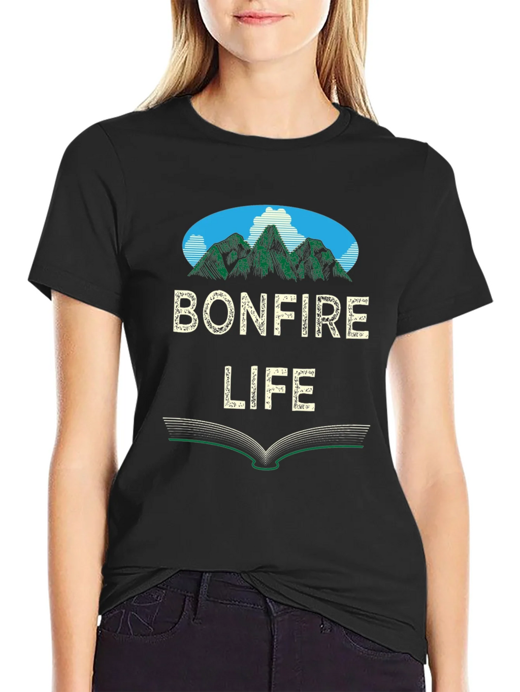 Bonfire Life Graphic T-Shirt - Mountain Scene Design product image 2