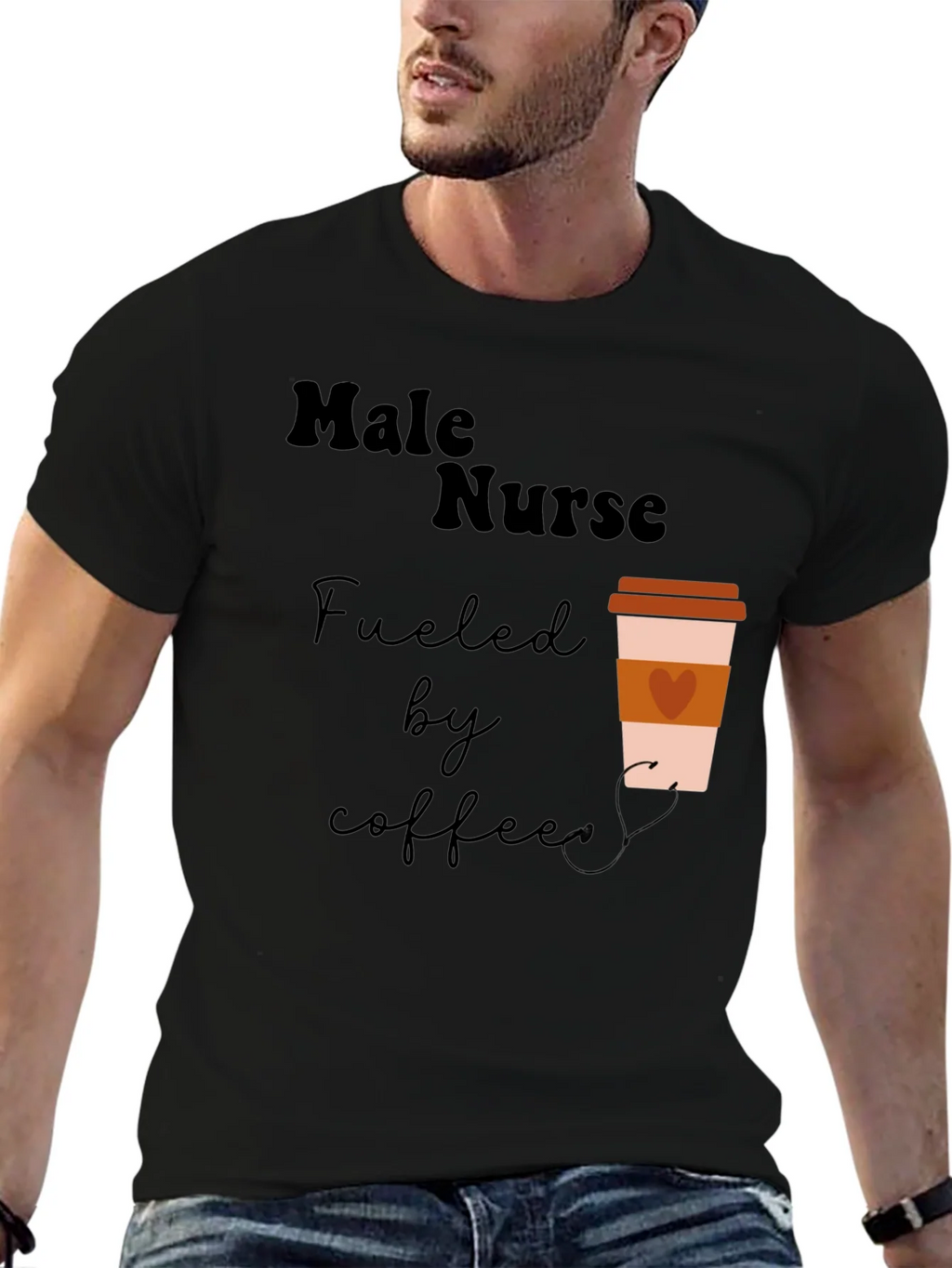 Male Nurse Fuelled by Coffee Graphic T-Shirt product image 6
