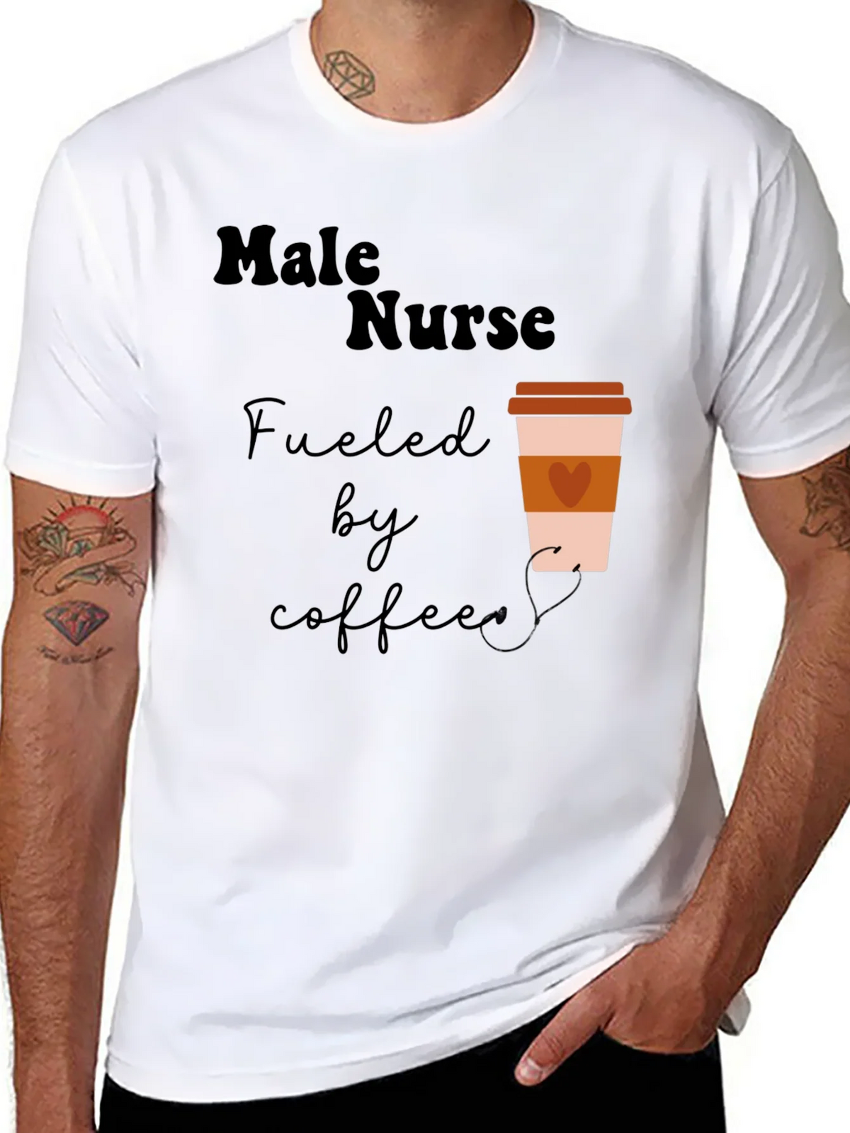 Male Nurse Fuelled by Coffee Graphic T-Shirt product image 7