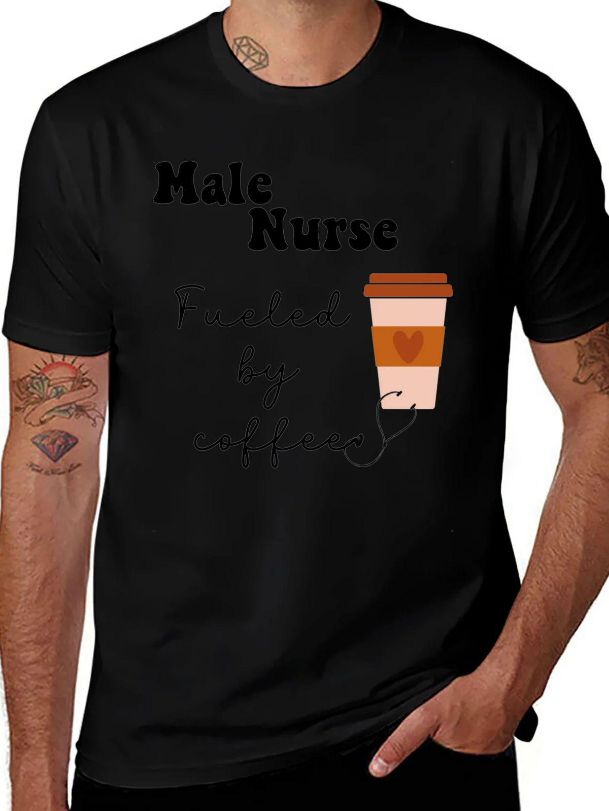 Male Nurse Fuelled by Coffee Graphic T-Shirt product image 1