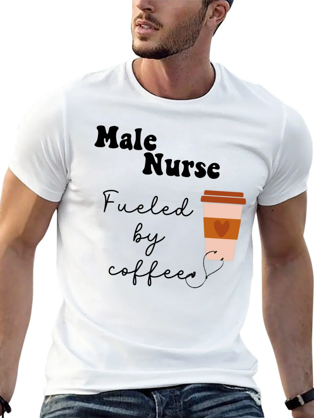 Male Nurse Fuelled by Coffee Graphic T-Shirt product image 12