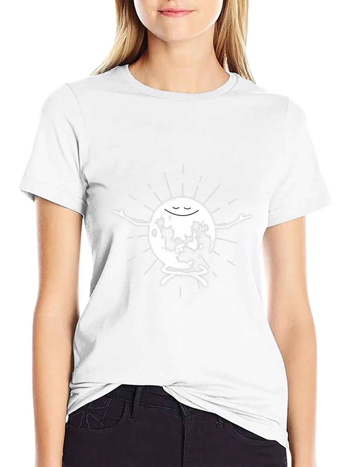 Meditating Moon Graphic T-Shirt - Black product image 8
