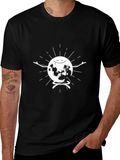 Meditating Moon Graphic T-Shirt - Black product image 1