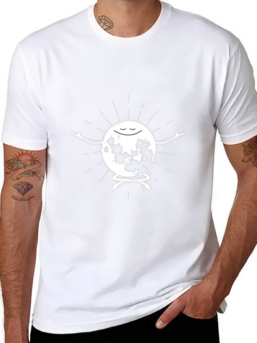 Meditating Moon Graphic T-Shirt - Black product image 7