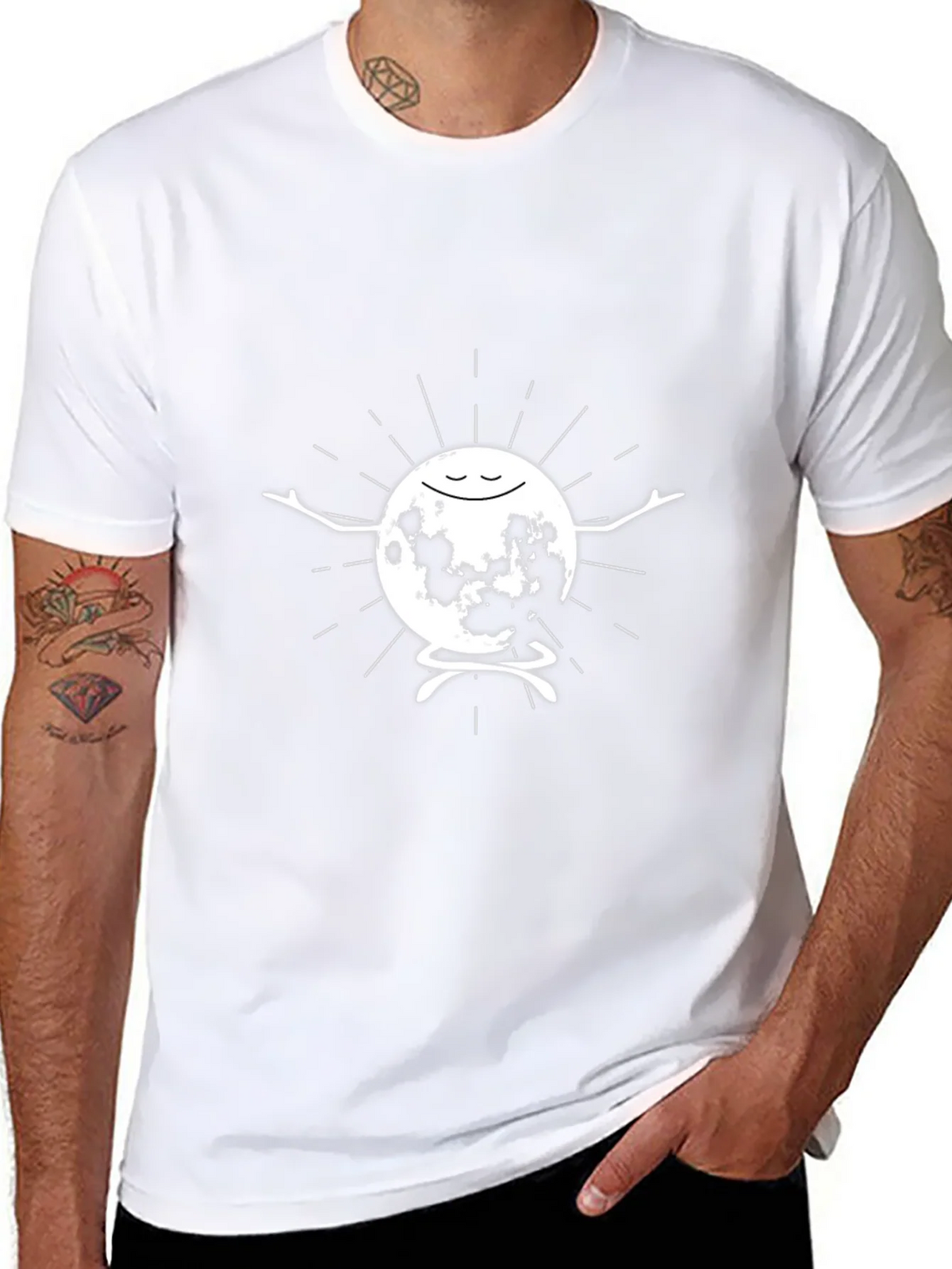 Meditating Moon Graphic T-Shirt - Black product image 7