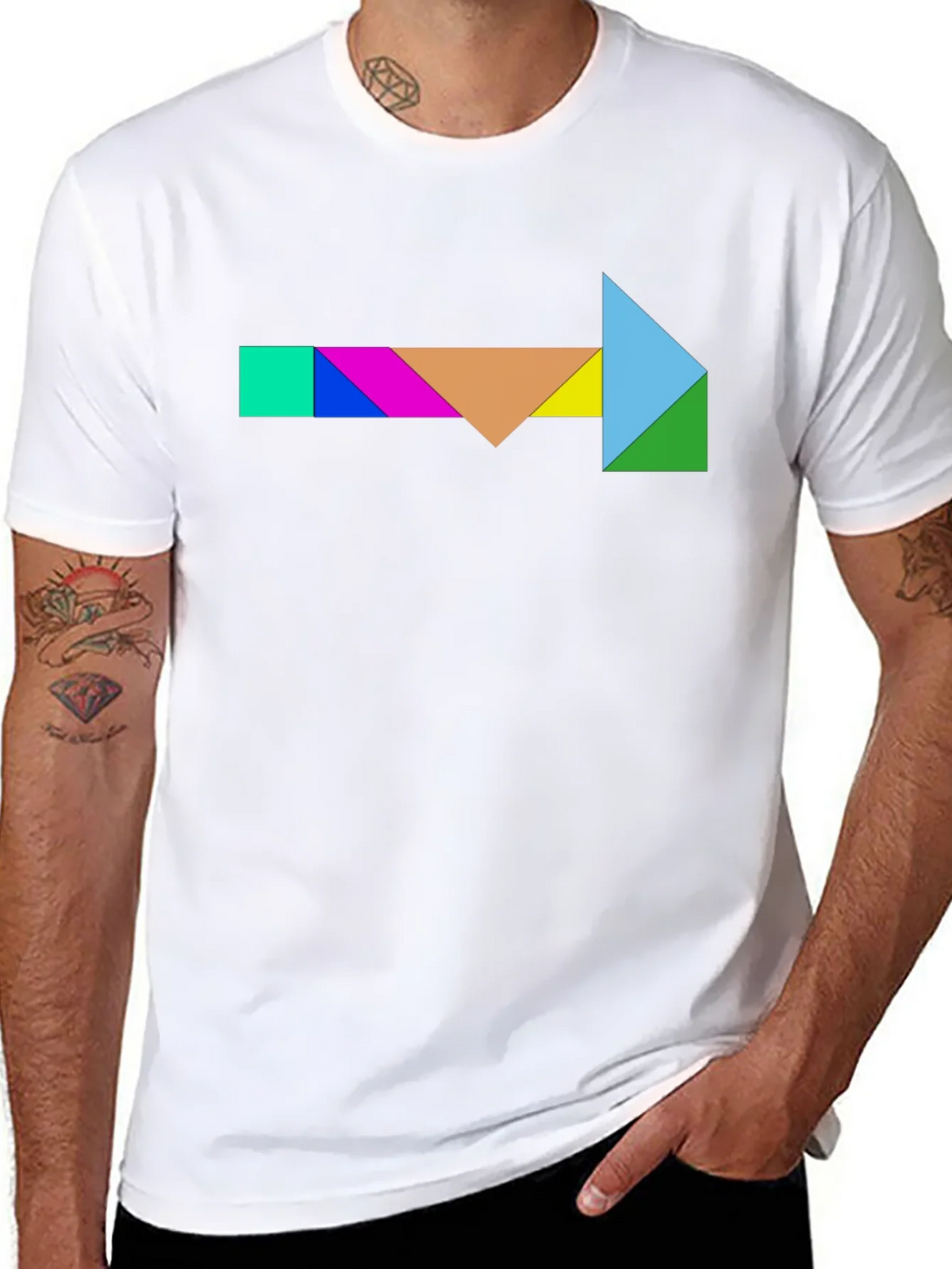 Geometric Tangram Arrow T-Shirt - Unique Design product image 5