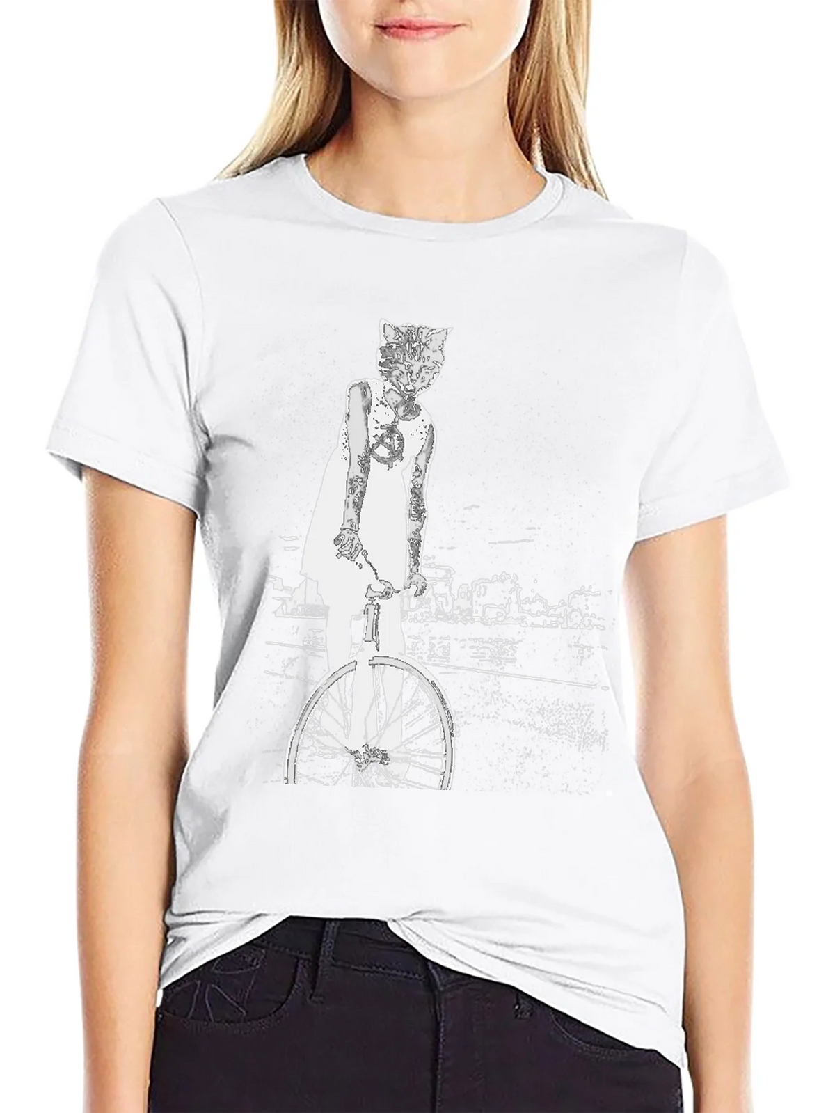Cat Girl Bicycle Graphic T-Shirt product image 8
