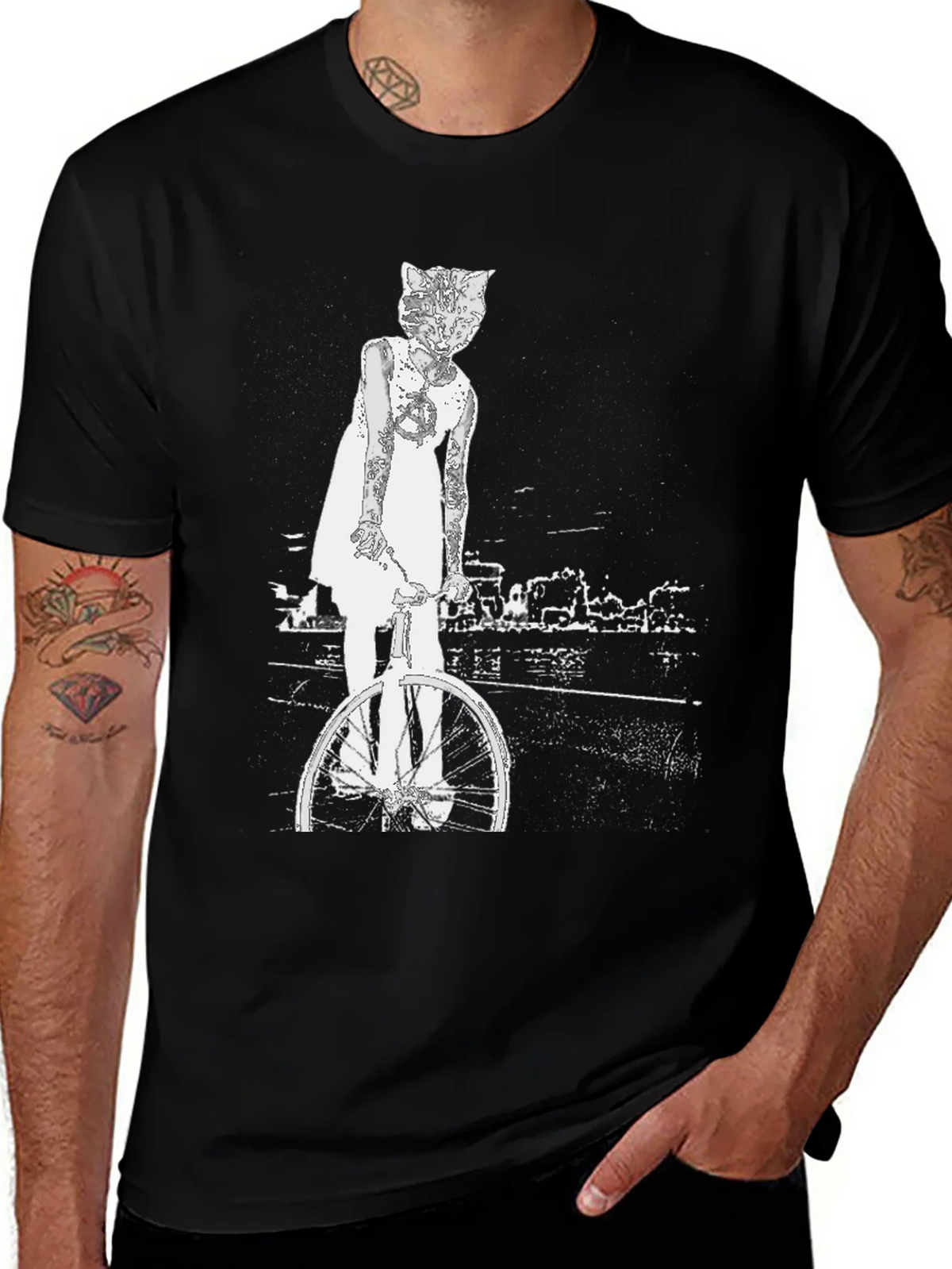 Cat Girl Bicycle Graphic T-Shirt product image 1