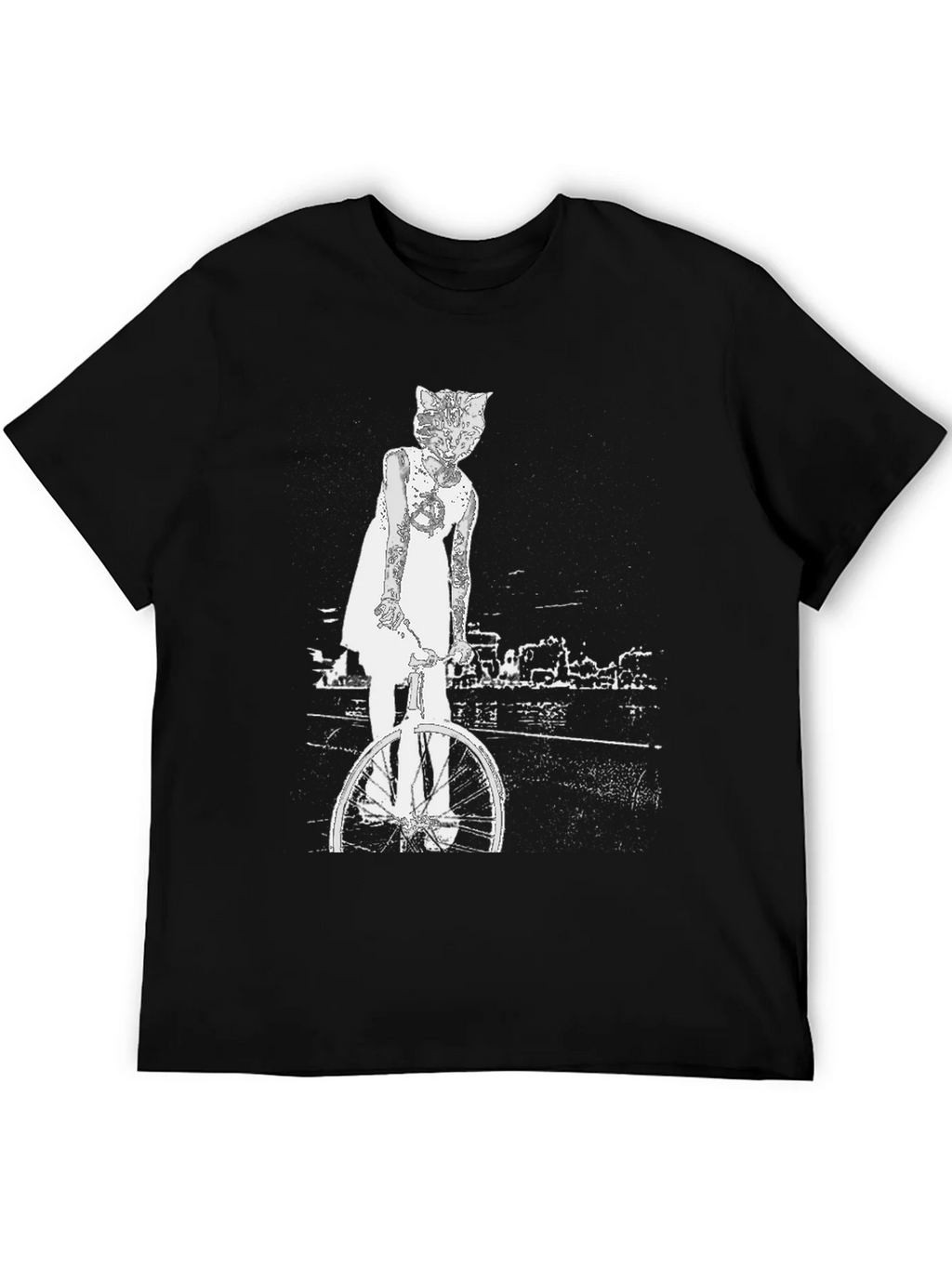 Cat Girl Bicycle Graphic T-Shirt product image 5