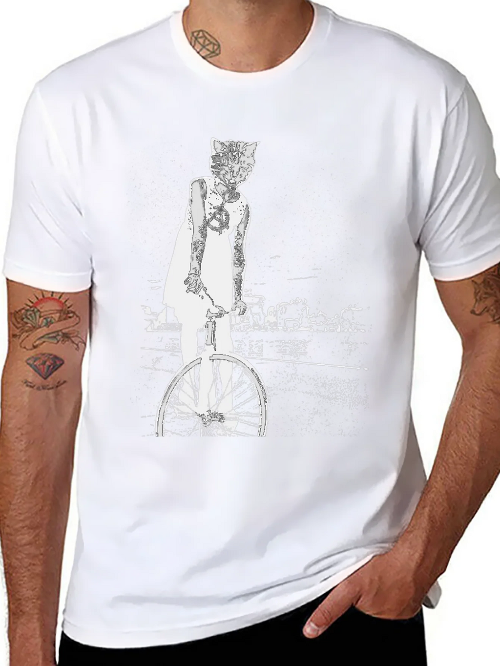 Cat Girl Bicycle Graphic T-Shirt product image 7