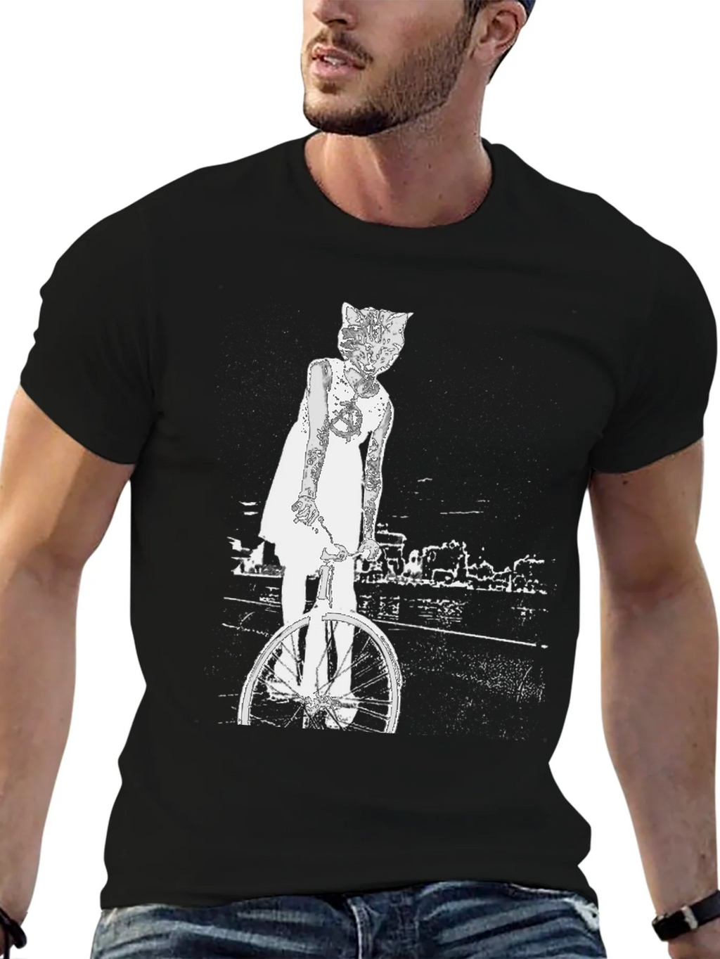Cat Girl Bicycle Graphic T-Shirt product image 6