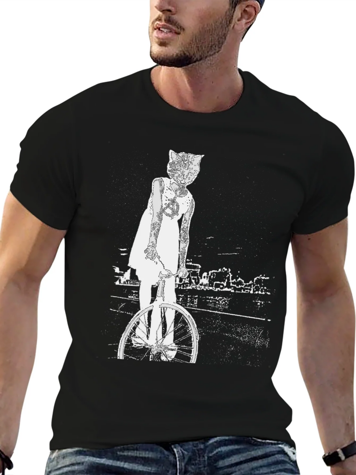 Cat Girl Bicycle Graphic T-Shirt product image 6