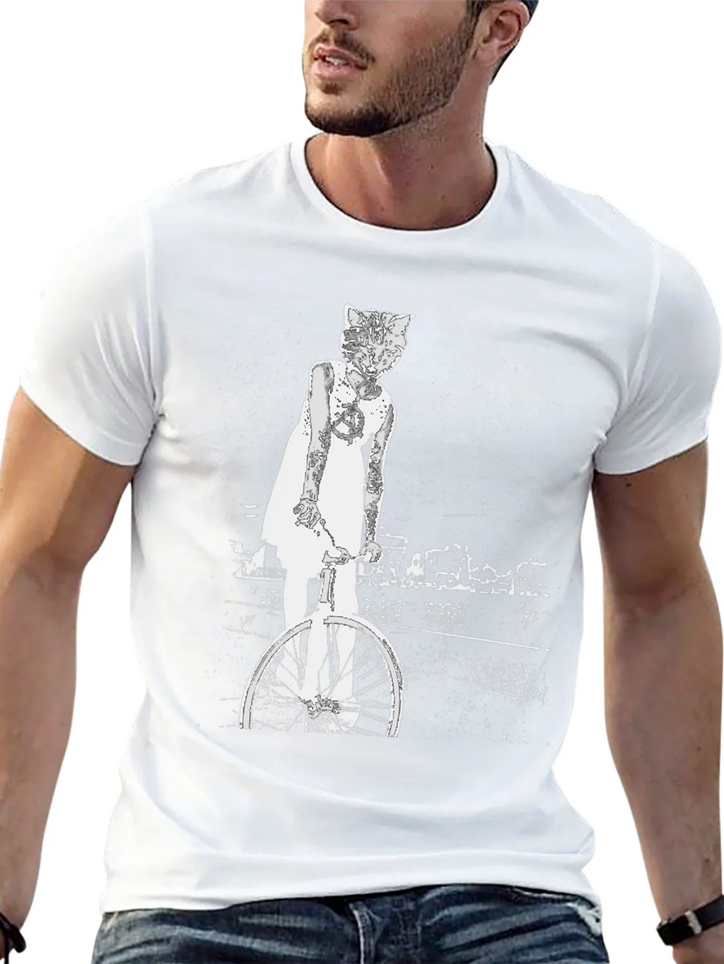 Cat Girl Bicycle Graphic T-Shirt product image 12