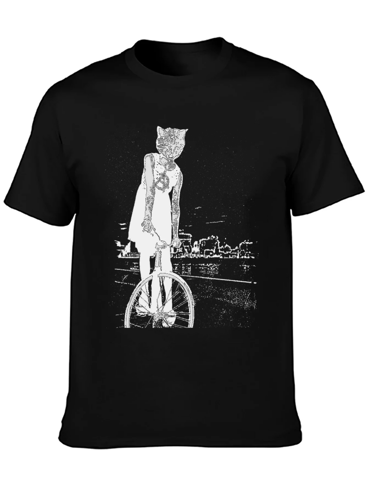 Cat Girl Bicycle Graphic T-Shirt product image 3