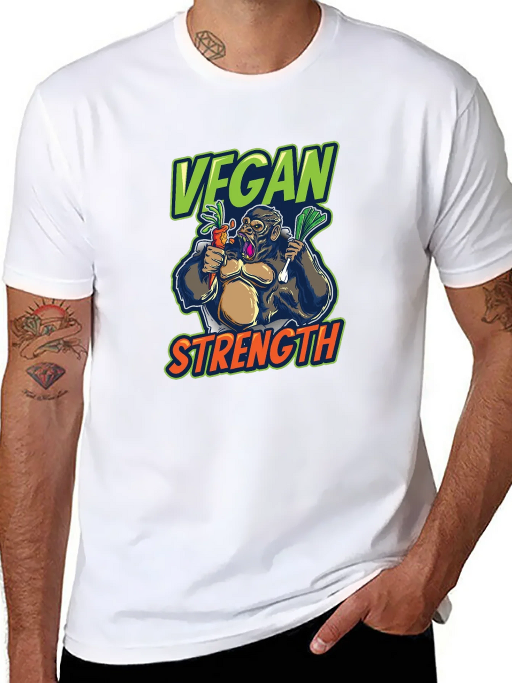 Vegan Strength Gorilla T-Shirt - Black product image 7