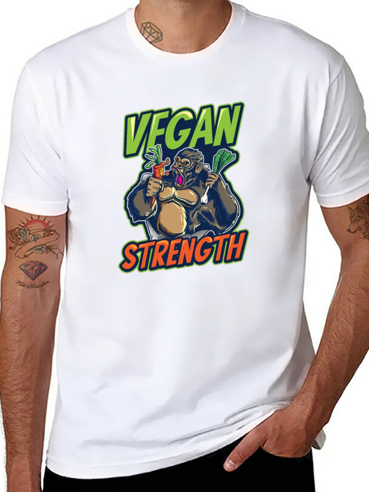 Vegan Strength Gorilla T-Shirt - Black product image 7