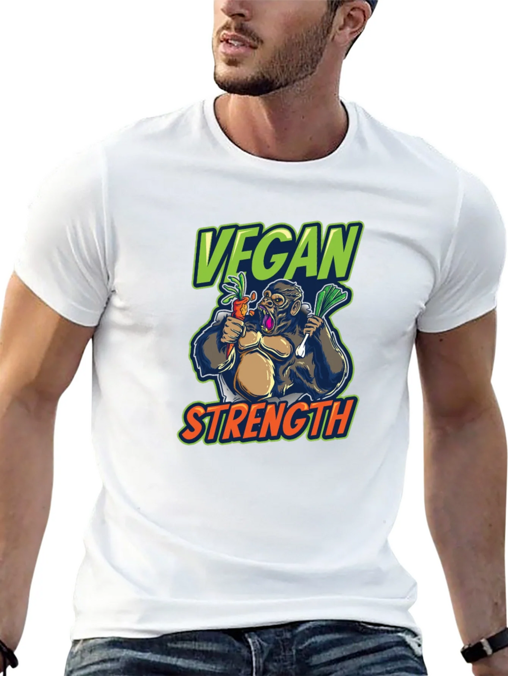 Vegan Strength Gorilla T-Shirt - Black product image 12