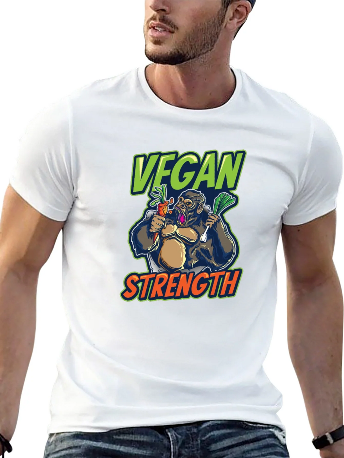 Vegan Strength Gorilla T-Shirt - Black product image 12