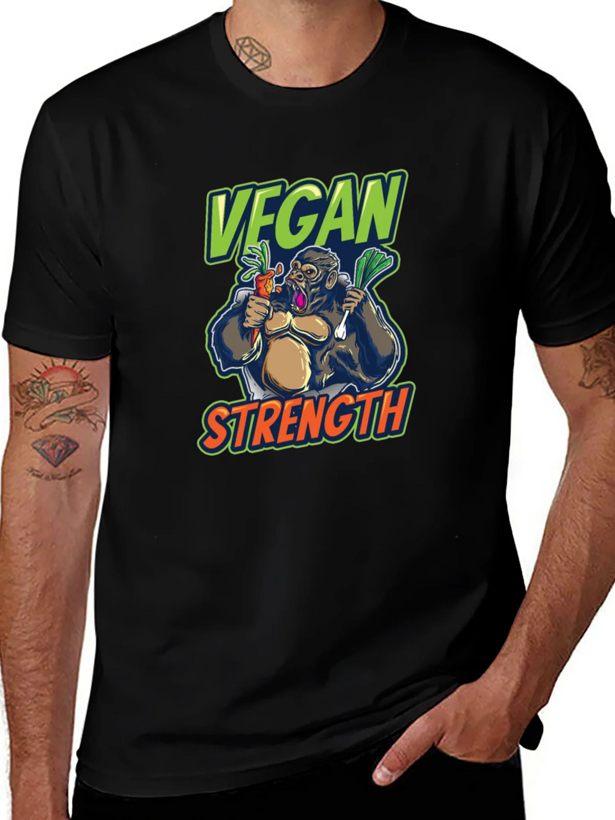 Vegan Strength Gorilla T-Shirt - Black product image 1