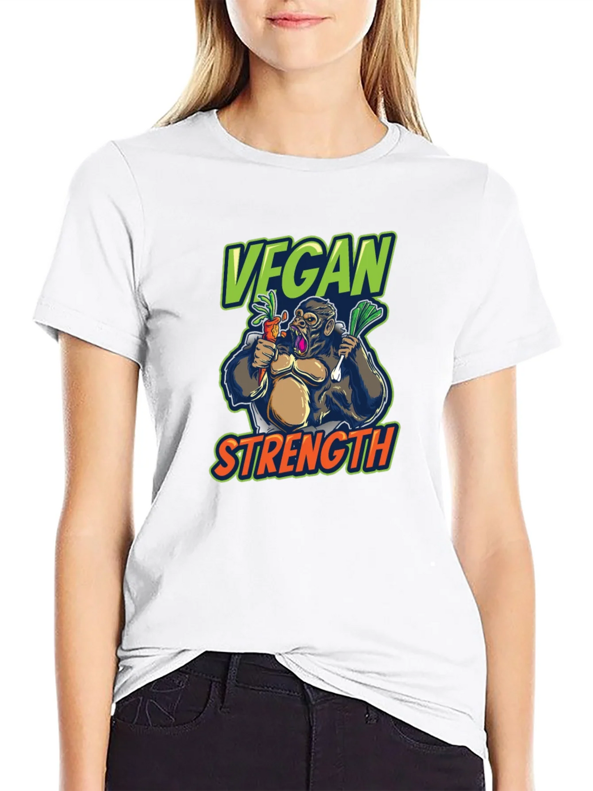 Vegan Strength Gorilla T-Shirt - Black product image 8