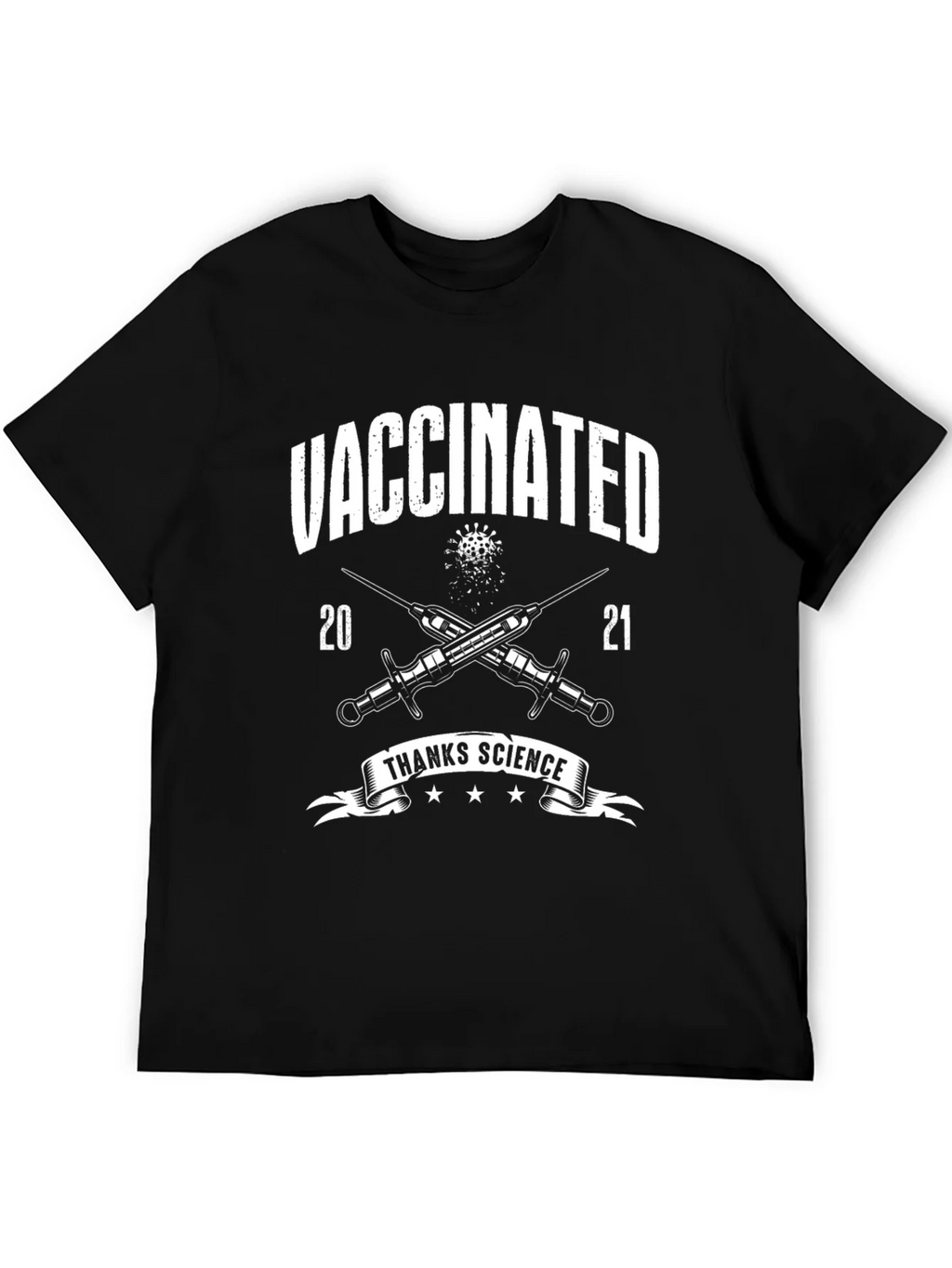 Vaccinated Thanks Science Black T-Shirt product image 5