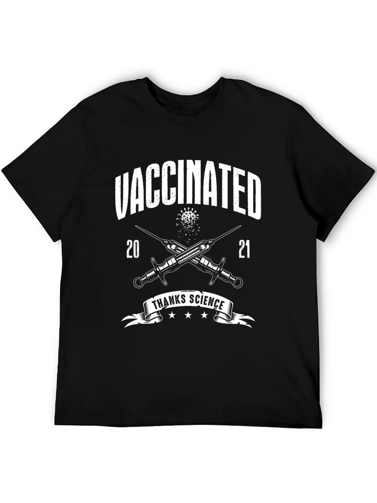 Vaccinated Thanks Science Black T-Shirt product image 5
