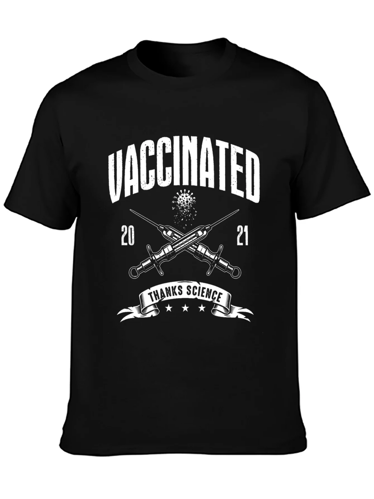 Vaccinated Thanks Science Black T-Shirt product image 3