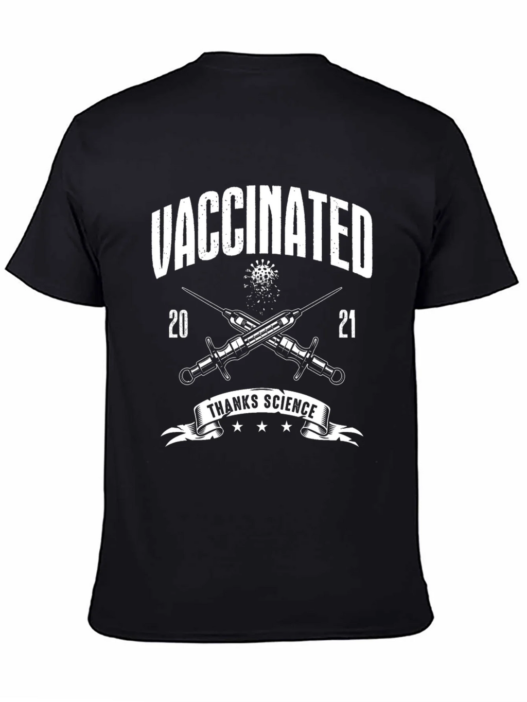 Vaccinated Thanks Science Black T-Shirt product image 4
