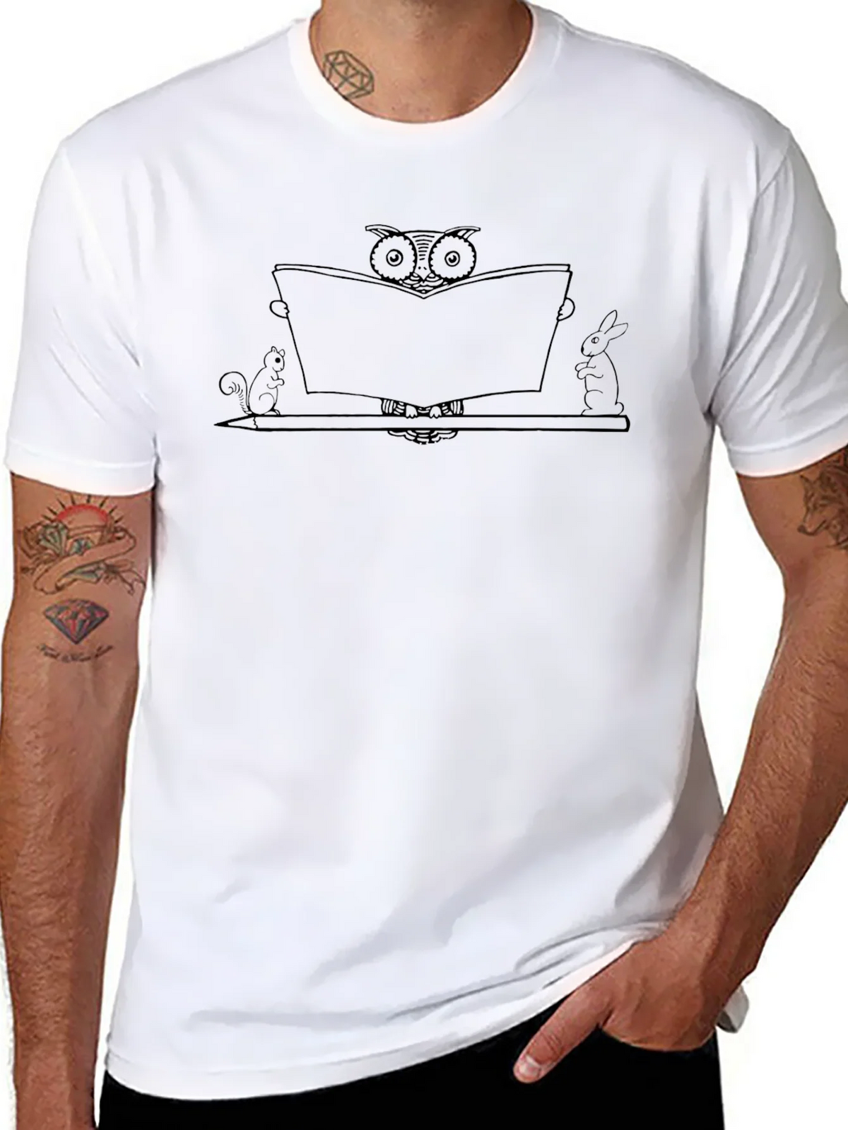 Owl Reading Book Graphic Tee product image 7