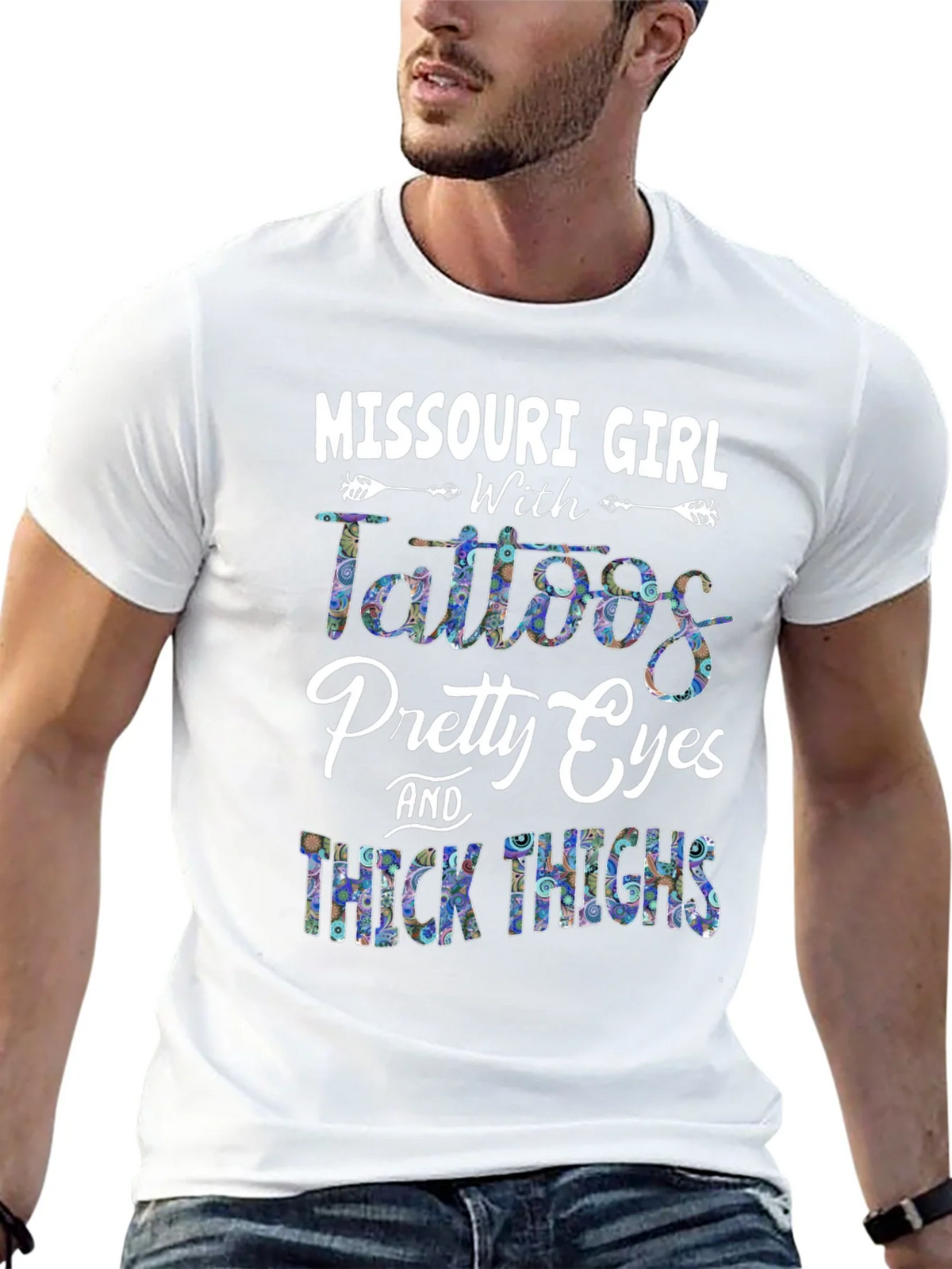 Missouri Girl Tattoos Pretty Eyes & Thick Thighs T-Shirt product image 12