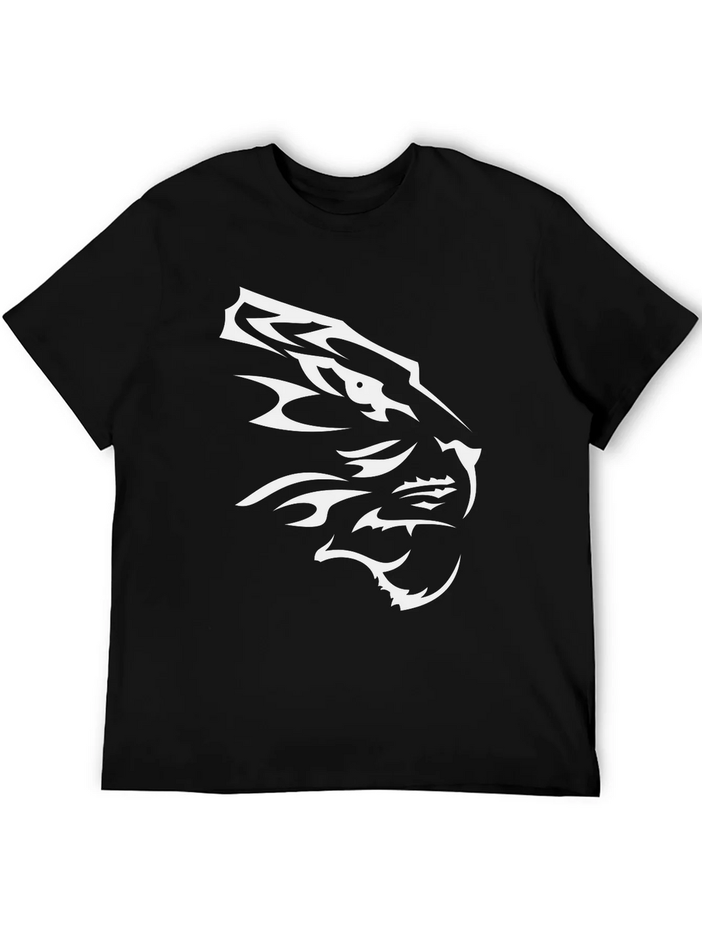 Black T-Shirt with White Tiger Design product image 3