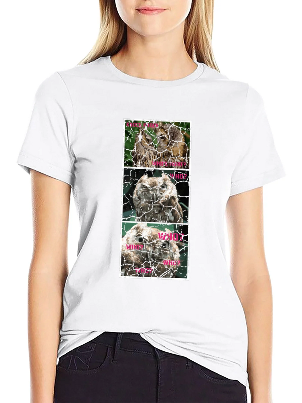 Owl Trio T-Shirt - Knowledge Who What Why Cotton Tee product image 8