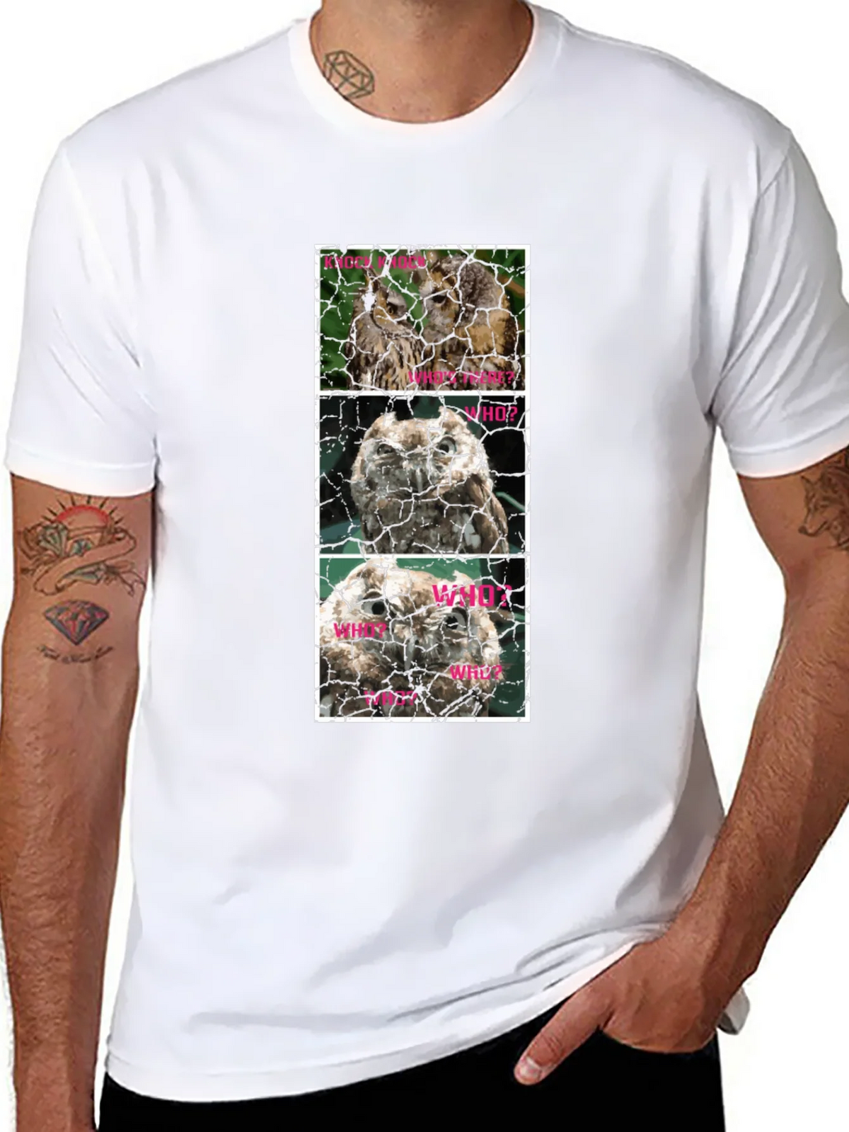 Owl Trio T-Shirt - Knowledge Who What Why Cotton Tee product image 7
