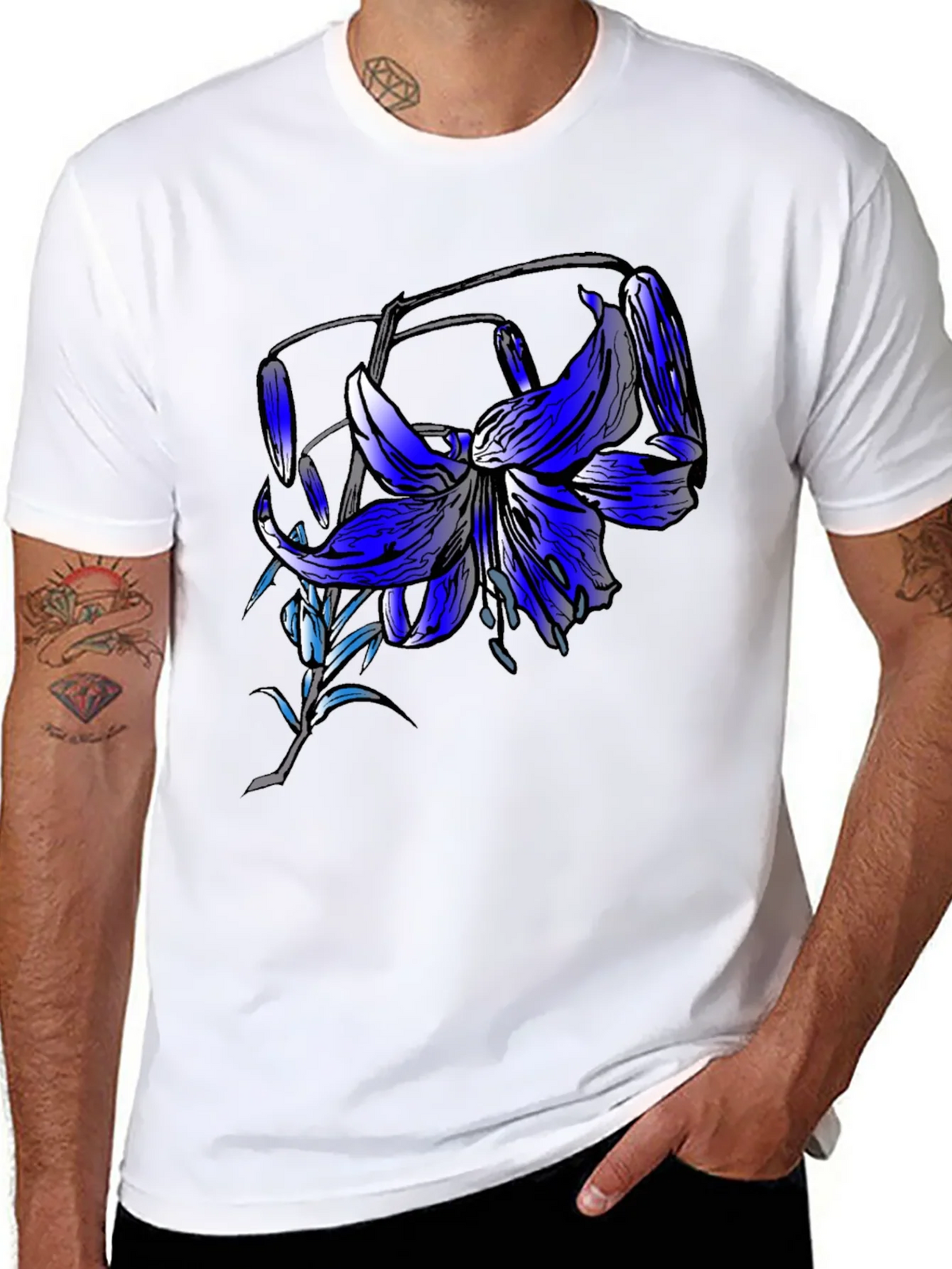 Blue Lily Graphic Tee - Mens Black T-Shirt product image 7