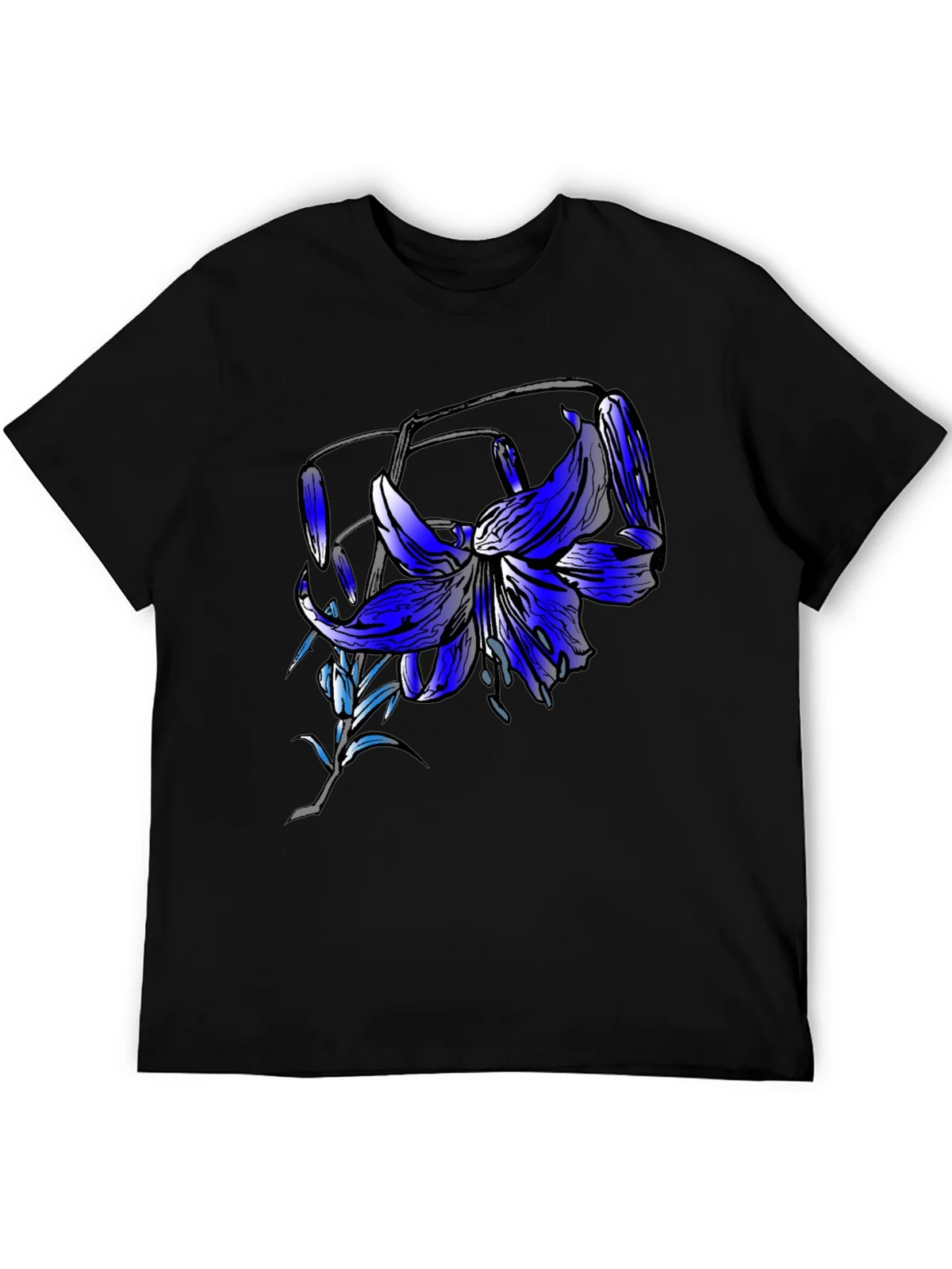 Blue Lily Graphic Tee - Mens Black T-Shirt product image 5