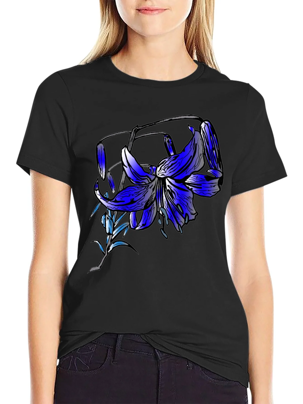 Blue Lily Graphic Tee - Mens Black T-Shirt product image 2