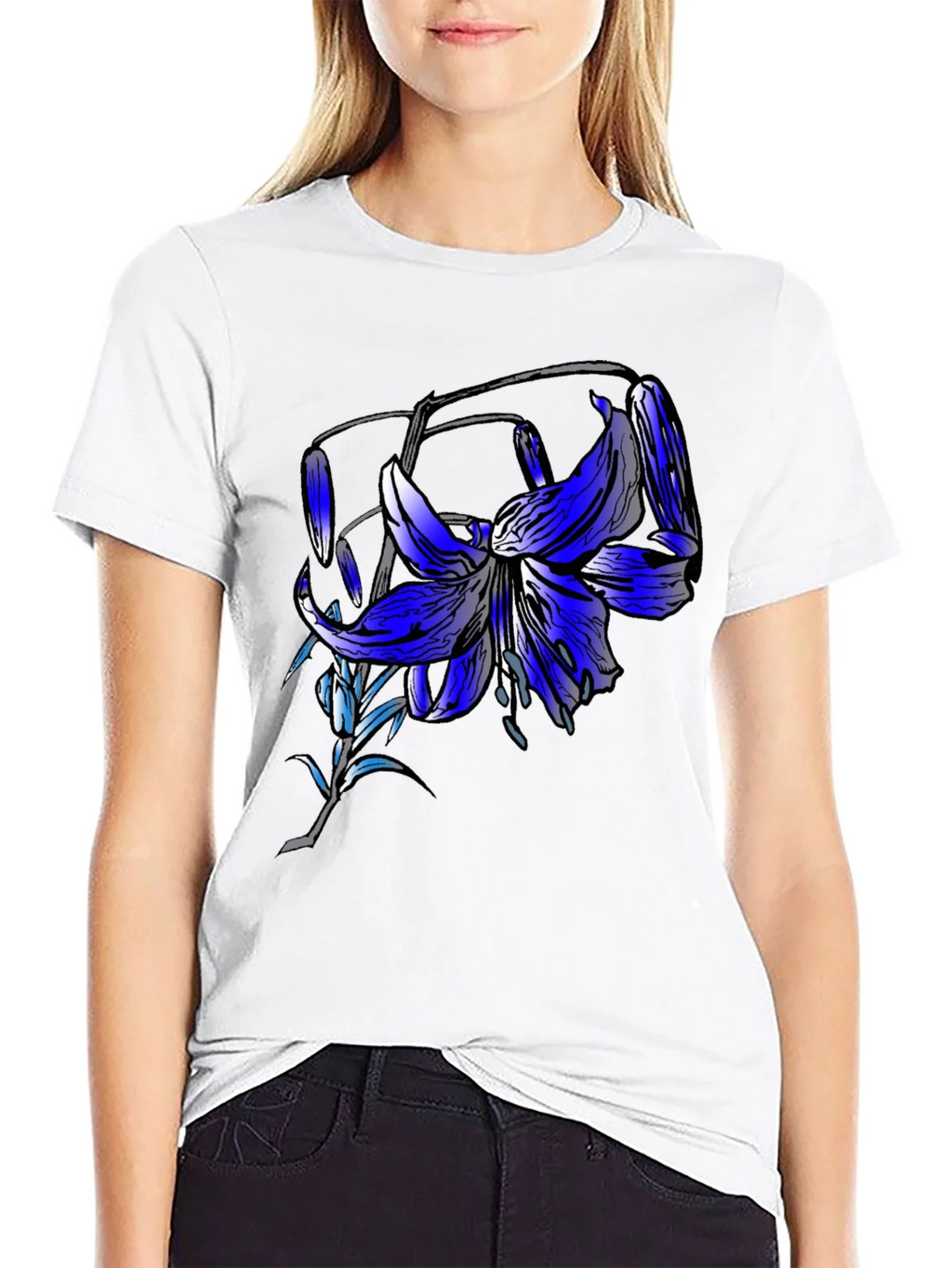 Blue Lily Graphic Tee - Mens Black T-Shirt product image 8