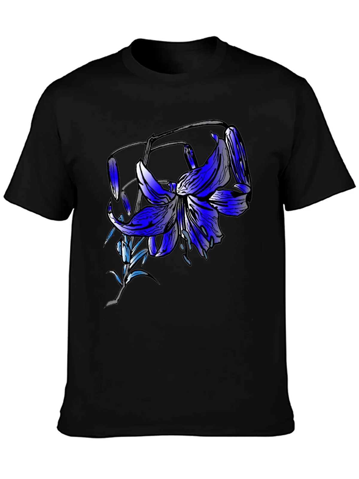 Blue Lily Graphic Tee - Mens Black T-Shirt product image 3