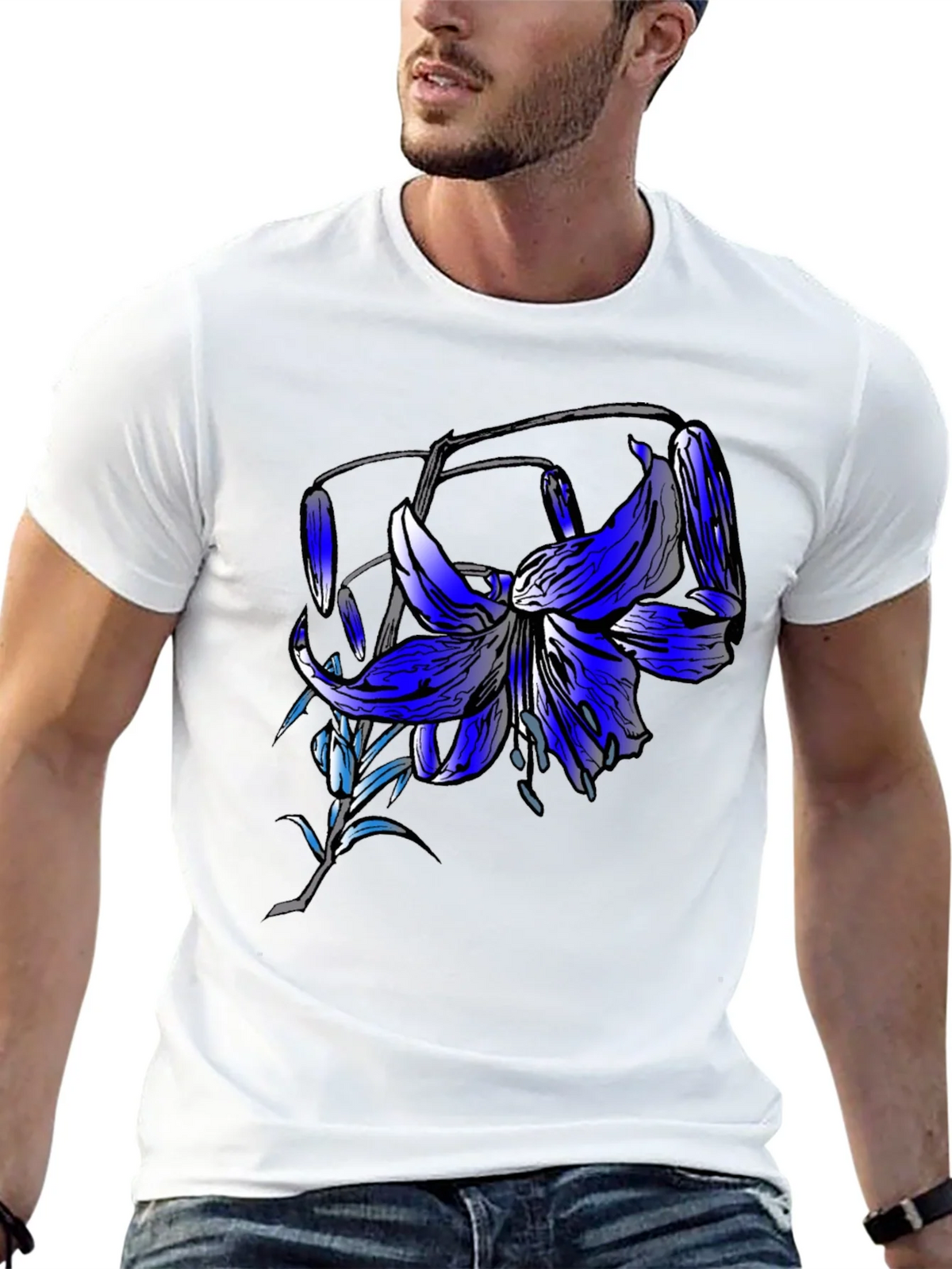 Blue Lily Graphic Tee - Mens Black T-Shirt product image 12
